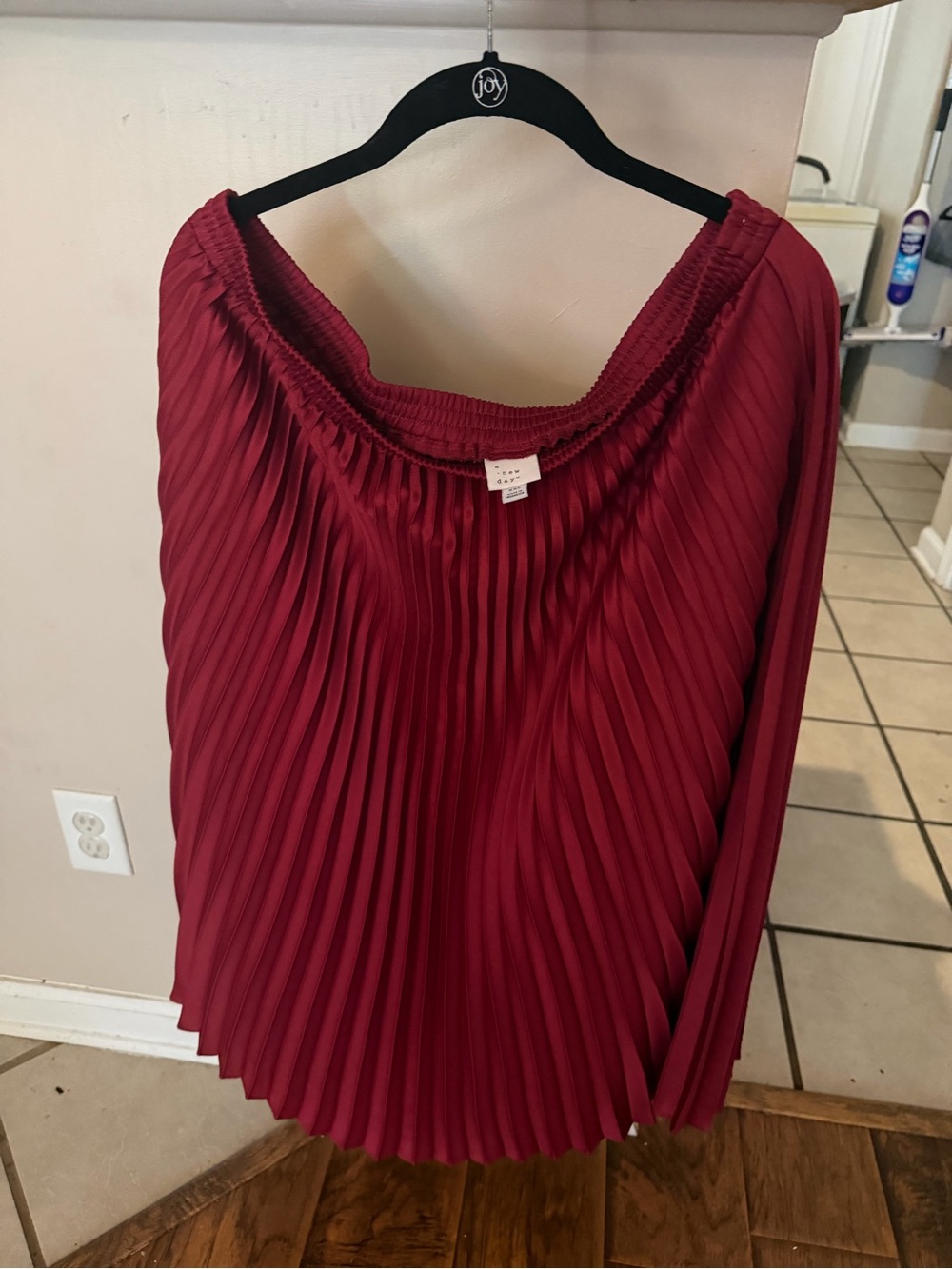 a new day Wine Red Pleated A-Line Skirt